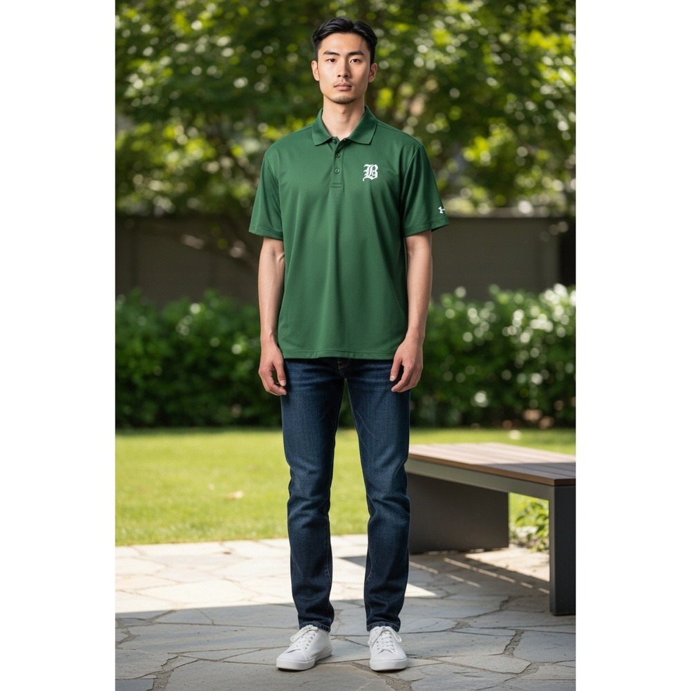 Under Armour Polo Shirt Mens XL Green Loose Fit Latrobe Bulletin Short Sleeve